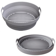 Zusammenklappbare runde Air Fryer Silikonform 20 cm Grey 20 cm