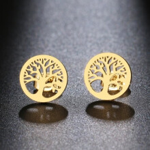 Goldene Lebensbaum-Ohrringe • Edelstahl-Ohrstecker • Geschenk für Sie