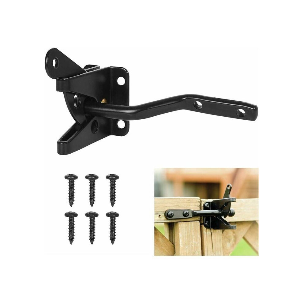 Automatic Gate Lock - Metal Bolt Lock - Gravity Steel Latch For Garden Fence - Black - Pzcc Fixing Screws 9301941305911