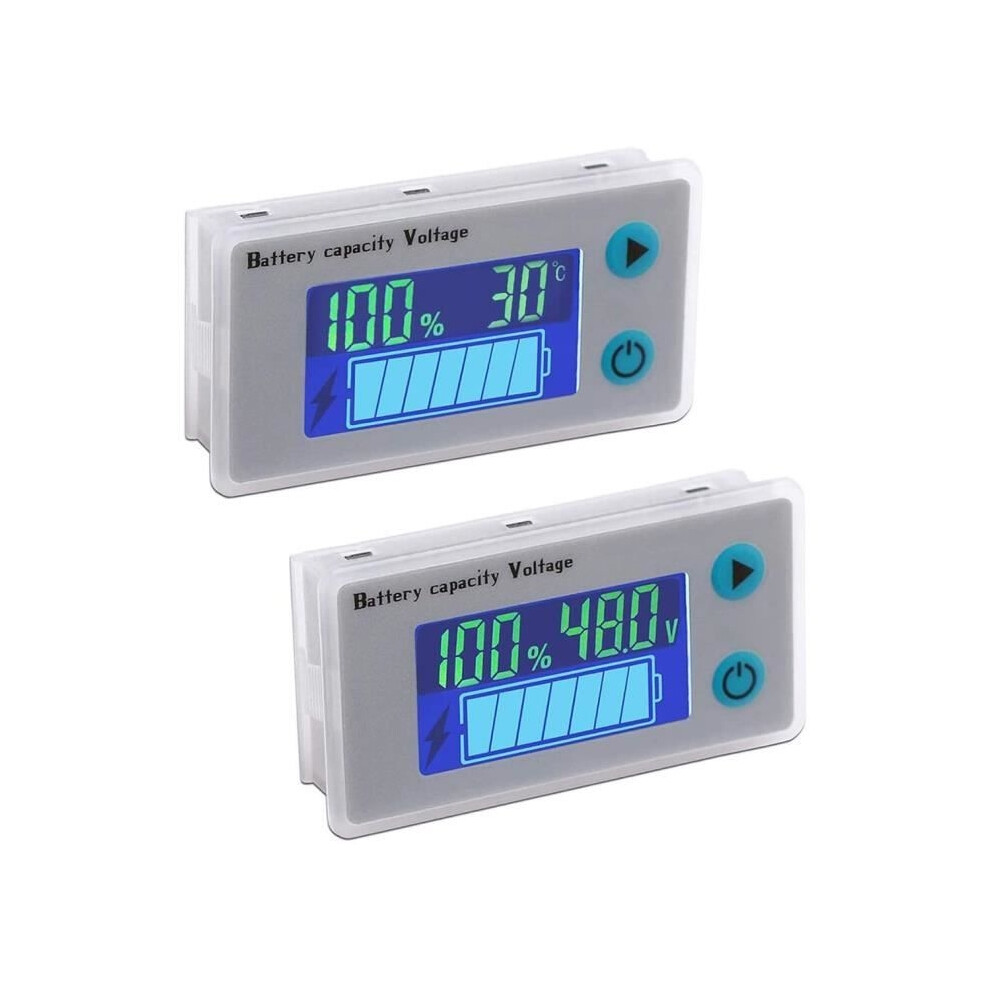 2Pcs 12V Battery Capacity Monitor Lead-Acid Battery Voltage Indicator Lcd Battery Tester, Battery With Blue 9301941306192