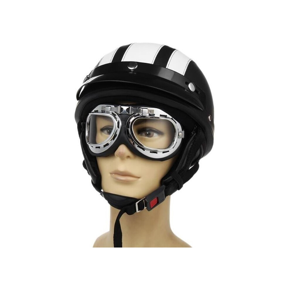 Neufu Motorcycle And Scooter Helmet Bowl Goggles Retro Vintage Style Uv Goggles For Harley +Clear White 9301941307533
