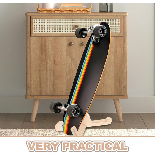 Présentoir de sol en bois pour skateboards - Installation facile et support stable 2