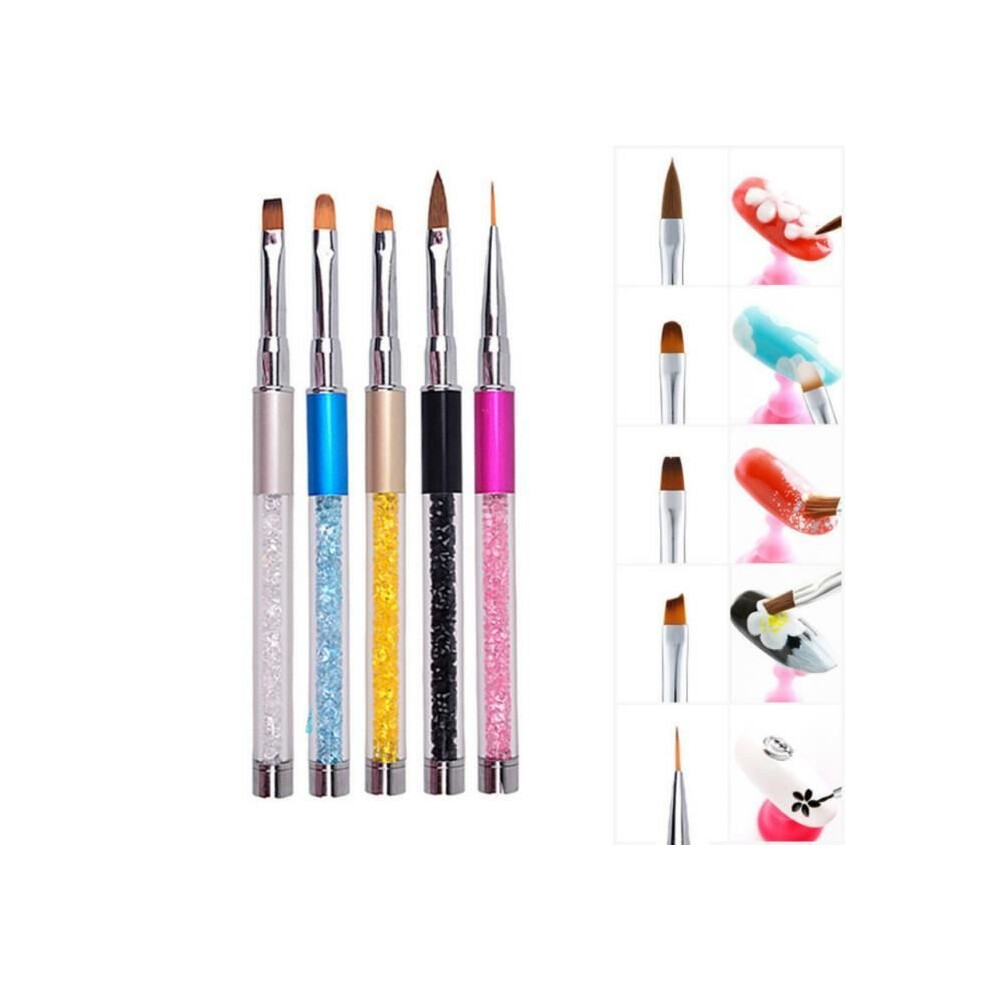 Aihontai 5-Piece Uv Gel Nail Art Brushes And Acrylic Nail Decor Brushes For Nail Painting