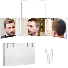 360-LED-Schminkspiegel – Weiß – Rechteckig – Für Erwachsene – Wandmontage