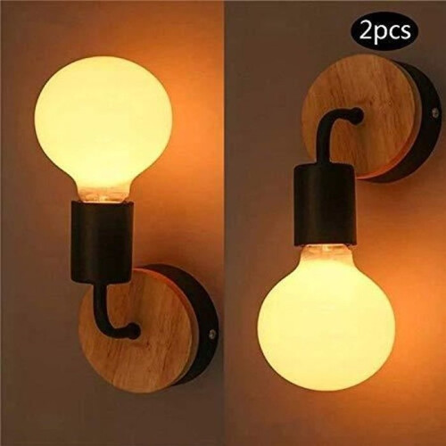 Loft Simplicity E27 LED-Wandleuchte, schwarz – 2er-Set