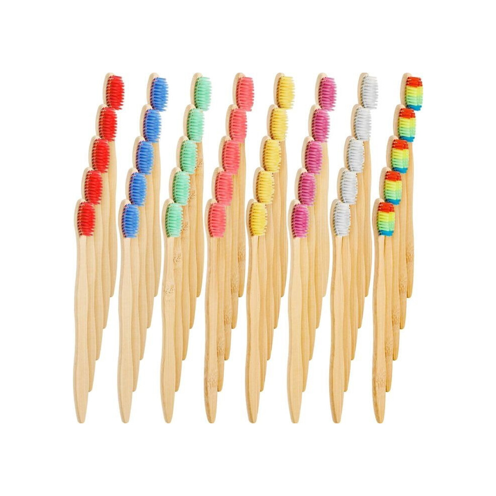 Aihontai 40 Pieces Bamboo Toothbrushes, Biodegradable Charcoal Brush With Bpa-Free Nylon Bristles Pzcc