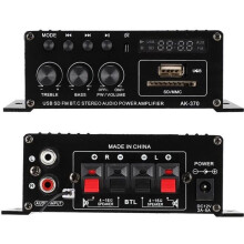 Audioverstärker, 12V Mini Digital HiFi Leistungsverstärker Stereo-Verstärker mit Fernbedienung für Lautsprecher