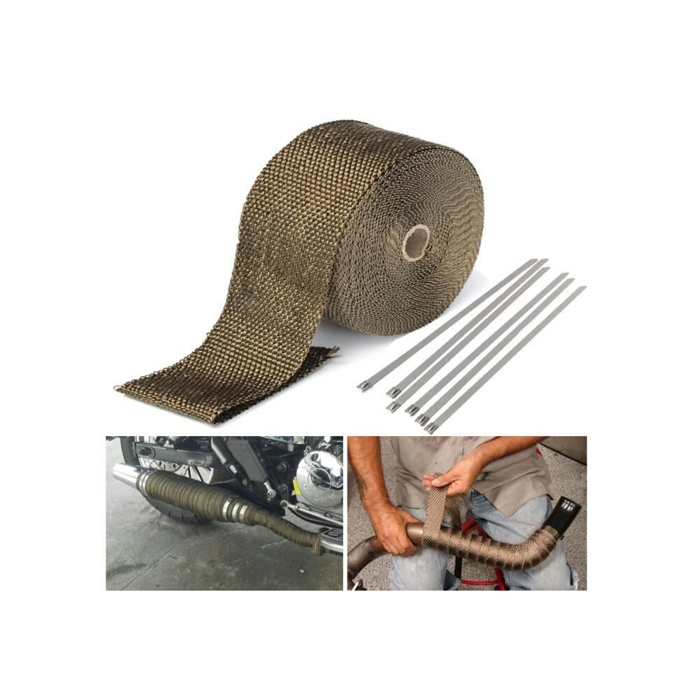 Tempsa 15M Titanium Thermal Insulation Tape Motorcycle Exhaust Pipe Fabric Wrap 1.5X50mm 9301941312049