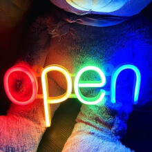 Pwshymi LED-Neon-Schild „Offen“, hohe Helligkeit, wasserdicht, Mini-Neon-Schild „Offen“, dekorative Lampe