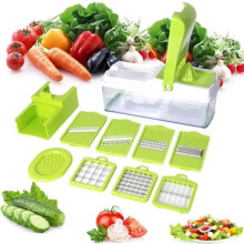 10-in-1 Multifunktionales Mandolinen-Küchenmesserset, 6 austauschbare Edelstahlklingen, professioneller Gemüseschneider für Obst, Zwiebeln usw.