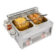 Commercial Deep Fryer with Basket and Lid Stainless Steel Dual Tank Kitchen Deep Fryer