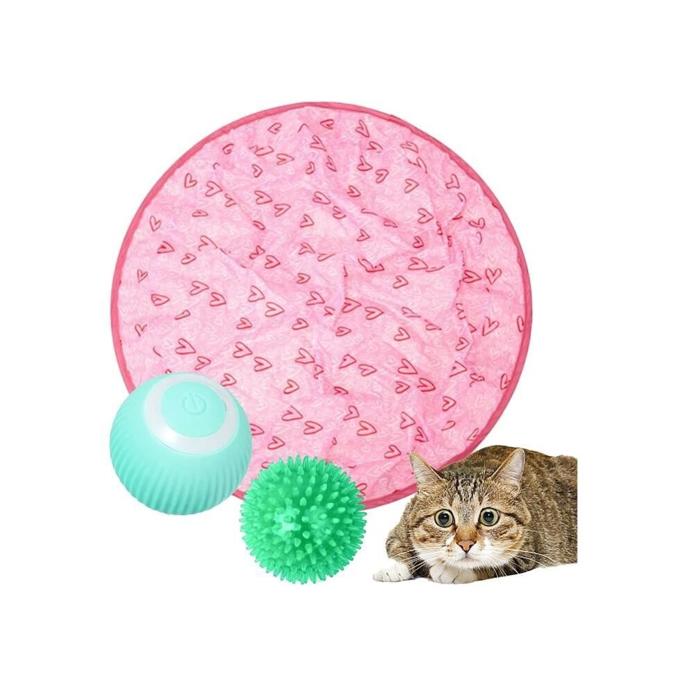 Interactive Cat Toys To Hide And Play With, Cat Play Mat With Rolling Smart Ball, 2-In-1 Interactive Toys, Hunting Toy Aihontai
