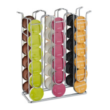 Relaxdays Kapselhalter, 36 Kapseln, Metall, H x B x T: 32,5 x 26,5 x 9,5 cm, Silber