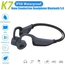 Bluetooth 5.0 Bone Conduction Earphones, 16GB Memory, MP3 Player, IPX8 Waterproof, Sports Headphones for Swimming, Surfing, Running, Blue