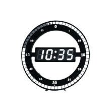 Silent LED Digital Table Clock - Black Electronic Wall Clock - Round Desk Clock - For Bedroom