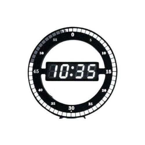 Silent LED Digital Table Clock - Black Electronic Wall Clock - Round Desk Clock - For Bedroom