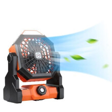 Tischventilator mit 3-stufiger LED-Beleuchtung, USB-Anschluss, Schwenkbereich bis 270 verstellbar, für Zuhause, Camping und Büro