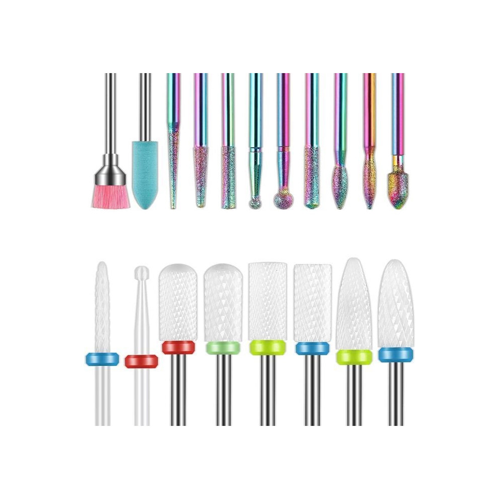 Aihontai Set Of 19 Electric Nail Drill Bits - Nail Sander Attachment - For Manicures, Pedicures, And Nail Art
