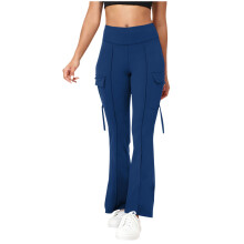 Women's Cargo Pants High Waist Fashion Flared Elastic-Blue S