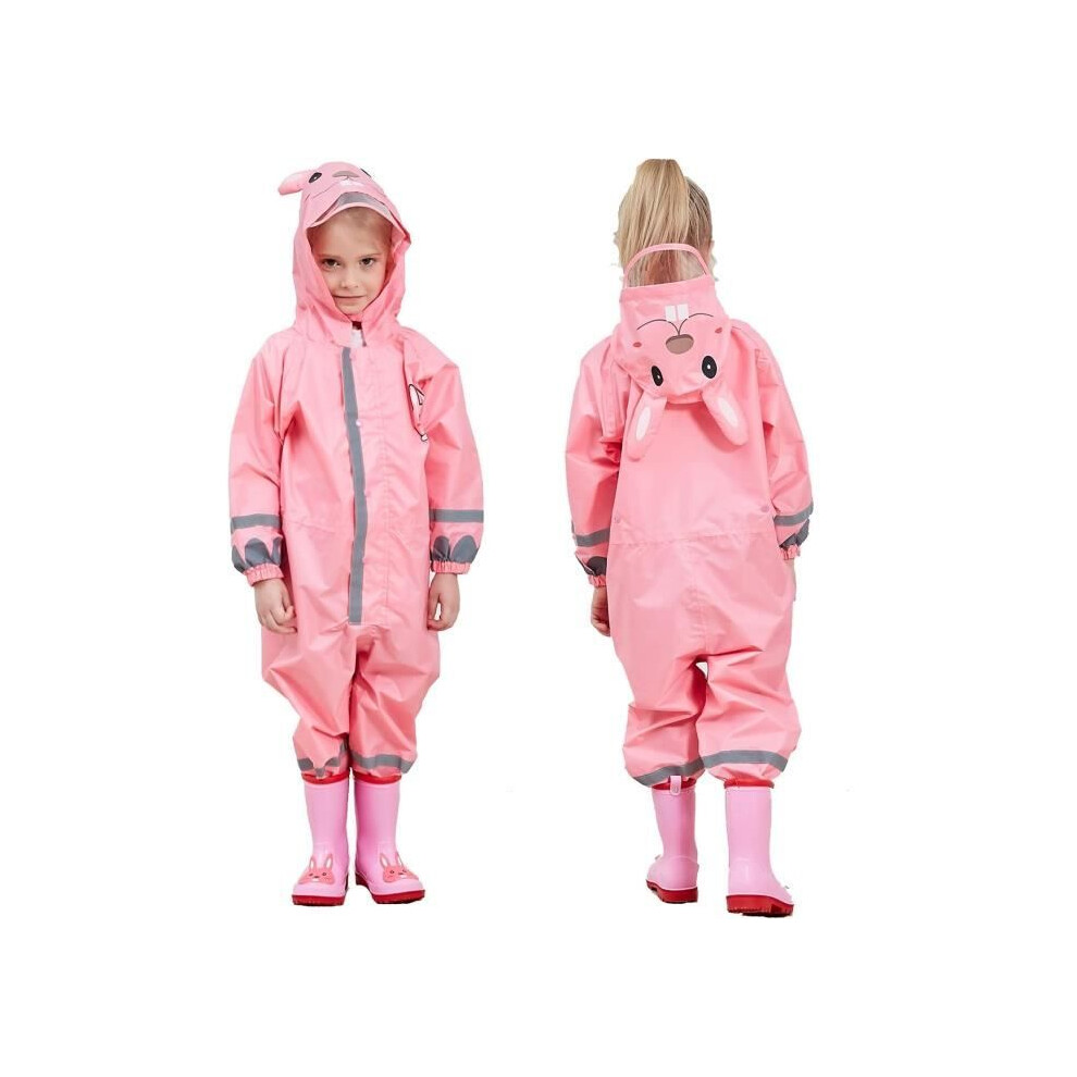 Raincoat For Girls - With Animal Hood, Breathable Rain Suit, Ages 3-10 Pink 9301941319536