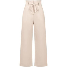Women's Flowy Pantsuit, High-Waisted Commuter Trousers with Wide Belt, Casual Workwear, Apricot