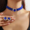 (Blue) Ensemble Collier & Boucles d'Oreilles Strass 4