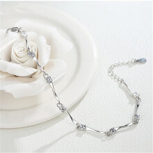 Bamboo bracelet with cubic zirconia rhinestones - HUEIHWOH - Adjustable 19 to 23 cm - Silver
