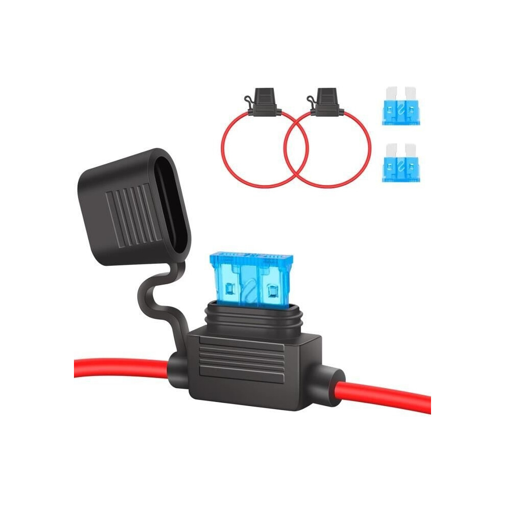 Standard 12V In-Line Fuse Holder - Pack Of 2 - 15A - Plastic Black 9301941327364
