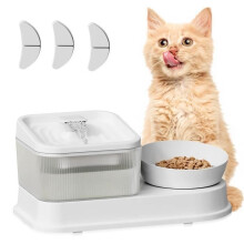 Trinkbrunnen/Futterspender für Katzen – 2-in-1 für Katzen und Hunde – mit 3 Aktivkohlefiltern – USB-Anschluss – Weiß