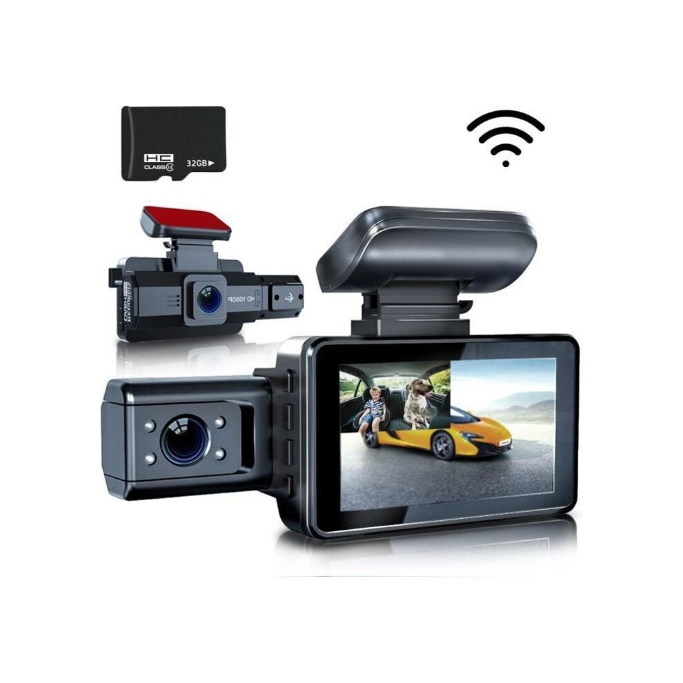Jinzdasu Wifi Car Camera - Dual Camera 1080P+480P Dash Cam, With 32Gb Card, Wdr, Loop Recording, Up To 128Gb 9301941336670
