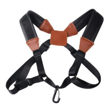 Wide leather shoulder strap for children's tenor saxophone, black, medium slot