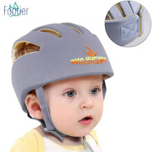 Kinderschutzhelm, verstellbarer Sicherheitshelm, Schutzkopfbedeckung, Baumwollmütze für Kinder (Grau)