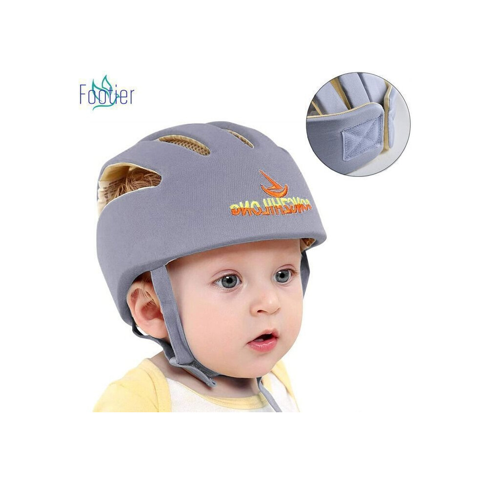 Aihontai Children's Protective Helmet, Adjustable Safety Helmet, Protective Headgear, Cotton Hat For Children (Grey)