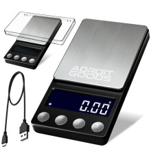 AdroitGoods Mini-Küchenwaage, wiederaufladbar, präzise, digital – 0,01 bis 200 Gramm – Schwarz
