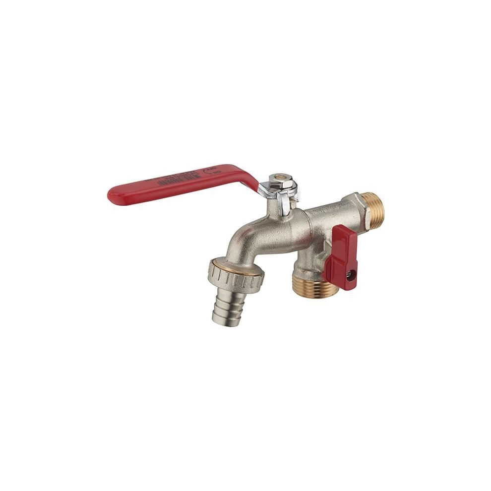 Garden Tap - Aroz - Quarter Turn Flat Lever, Double Outlet - Brass 9301941340394