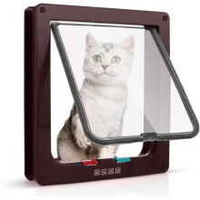 23,5 x 25 x 5,4 cm Magnetische Katzenklappe, geräuschlose, doppelt verriegelbare Katzenklappe, einfach zu installieren für braune Katzen