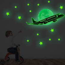 Leuchtsticker, Stern- und Flugzeugmotive Green