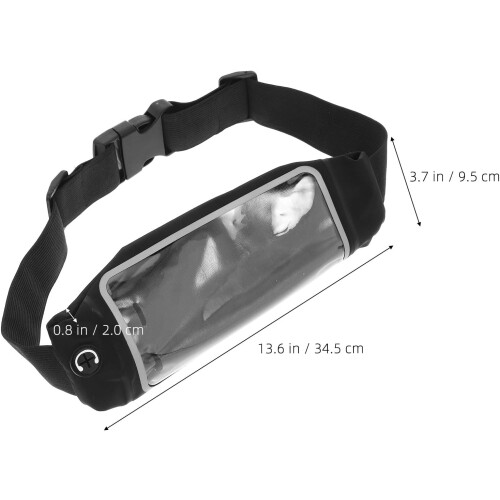 Verstellbare Lauf-Hüfttasche mit Touchscreen, schweißabweisende schwarze Gürteltasche mit elastischem Gurt 1
