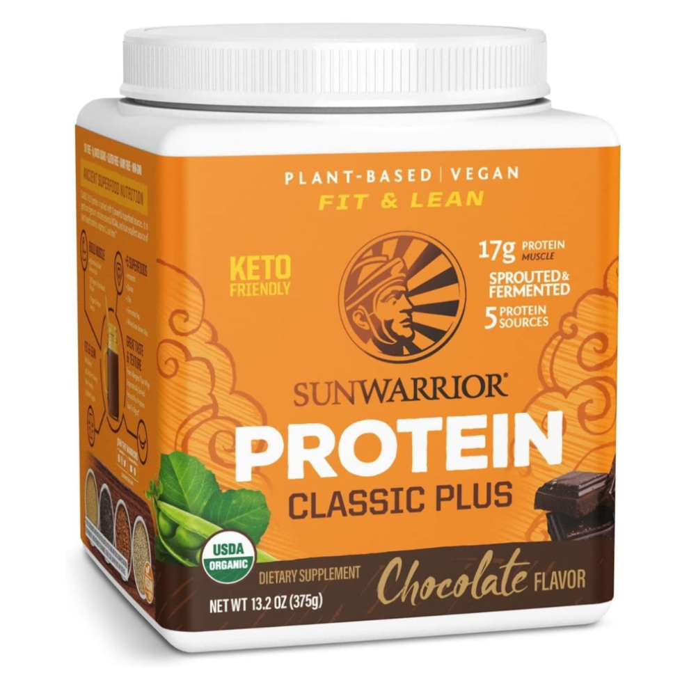 Sunwarrior (375G) Classic Plus Plant Protein, Organic Chocolate