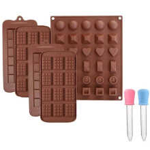 Set mit 5 Schokoladenformen - Silikon - Antihaftbeschichtung - Für Schokoladenriegel, Energie- und Proteinriegel, Eiswürfel