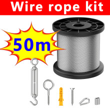 50M Garden Wire for Climbing Plants, PVC Coated 304 Stainless Steel Wires, Wire Rope Kit for Outdoor Hanging, Picture Hanging, Fence