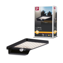Paulmann 95393 Solveig LED outdoor luminaire solar outdoor wall luminaire w/ motion sensor IP44 rect. incl. 1x4.8W black outdoor lamp plastic 3000K