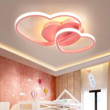 Plafonnier LED en forme de cœur de 50 cm pour enfants, intensité réglable avec télécommande, rose, pour salon
