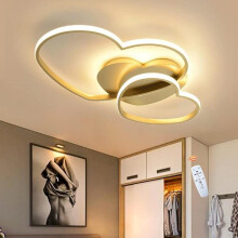 Plafonnier LED en forme de cœur pour enfants, 50 cm, intensité variable, télécommande, couleur or, pour salon.