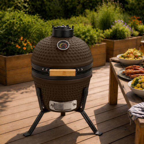 NEO Neo Kamado 13" Ceramic Mini BBQ Grill Smoker 2
