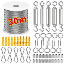 30M 304 Stainless Steel Garden Wire Kit, for Climbing Plants, Rose Wisteria Support, String Lights Patio Hanging, Deck Cable Railing & Clotheslines