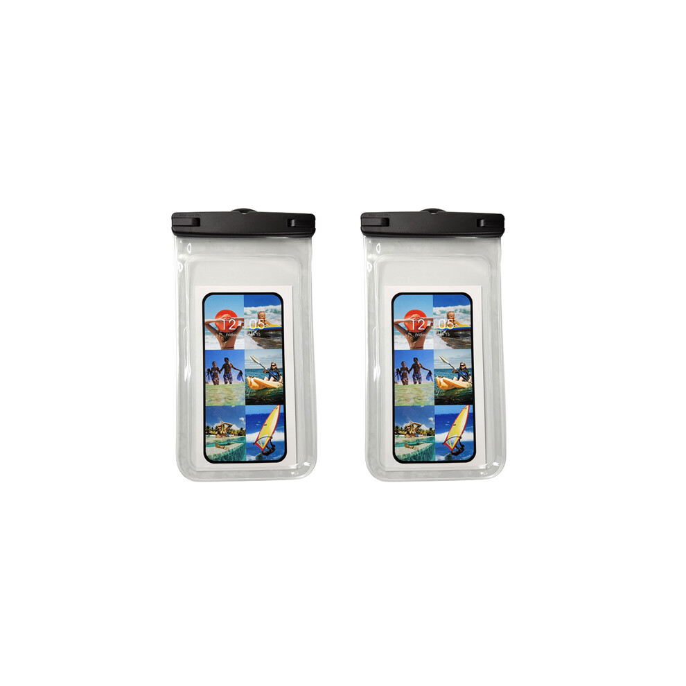 Large Waterproof Phone Pouch Ipx8 2-Pack Black 7314280449552