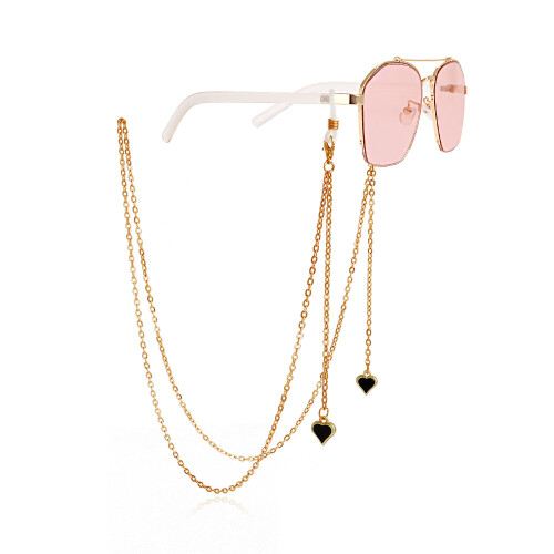 Herz Anhänger Brille Metallkette Black
