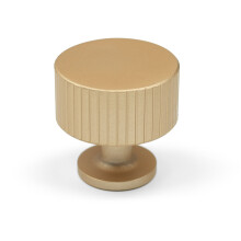 28mm Brushed Brass Reeded Round Cabinet Knob