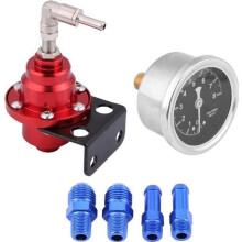 Universeller, CNC-gefräster, einstellbarer Kraftstoffdruckregler aus Aluminium, rotes Auto